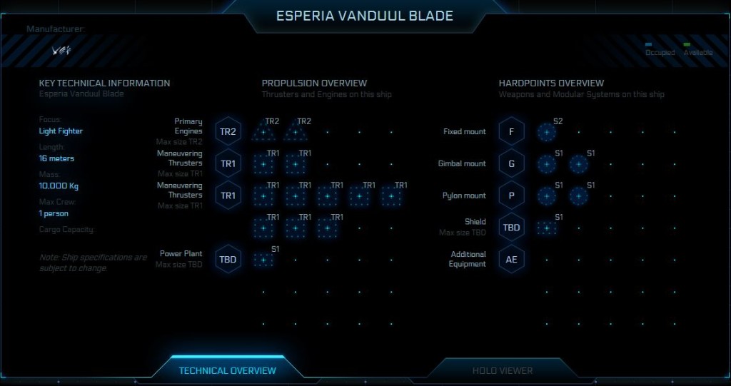 Esperia Vanduul Blade / Technische Übersicht